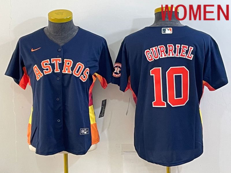 Women Houston Astros #10 Gurriel Blue Game Nike 2022 MLB Jerseys->women mlb jersey->Women Jersey